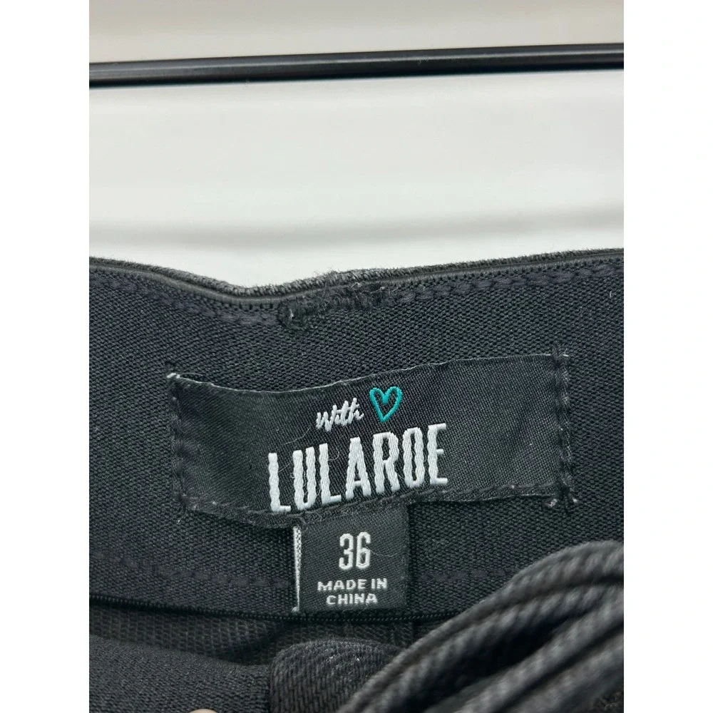 Lularoe Women's Black Bermuda Denim High Waisted Shorts- Size 36 Stretchy